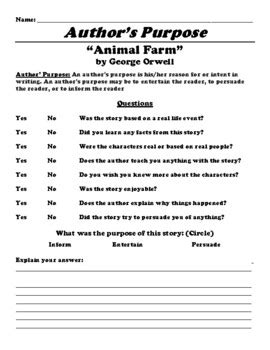 What Was The Author'S Purpose For Writing Animal Farm